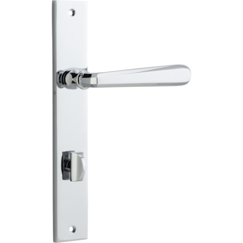 Door Lever Copenhagen Rectangular Privacy Pair Polished Chrome CTC85mm H240xW38xP61mm in Polished Chrome