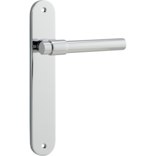 Door Lever Helsinki Oval Latch Pair Polished Chrome H240xW40xP44mm in Polished Chrome