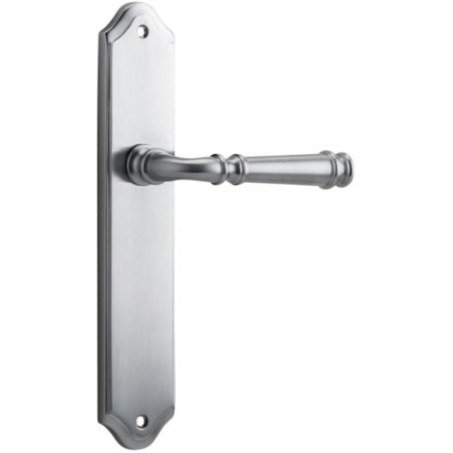 Door Lever Verona Shouldered Latch Brushed Chrome H237xW50xP59mm in Brushed Chrome