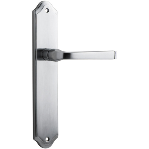 Door Lever Annecy Shouldered Latch Brushed Chrome H237xW50xP65mm in Brushed Chrome