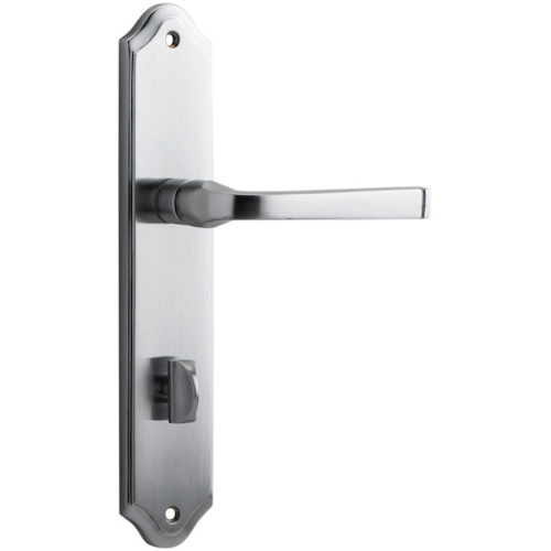 Door Lever Annecy Shouldered Privacy Brushed Chrome CTC85mm H237xW50xP65mm in Brushed Chrome