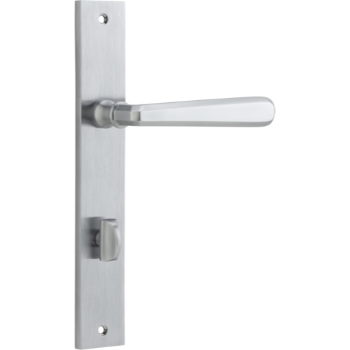 Door Lever Copenhagen Rectangular Privacy Pair Brushed Chrome CTC85mm H240xW38xP61mm in Brushed Chrome