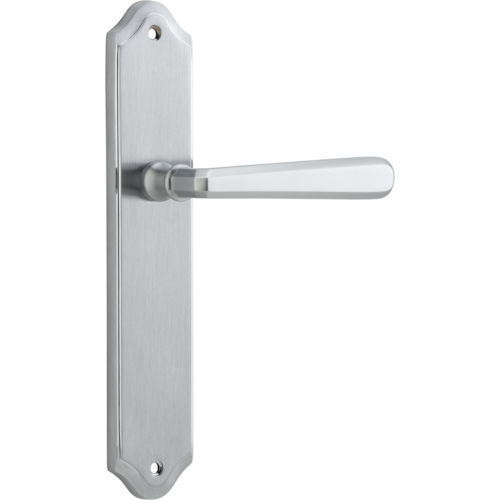 Door Lever Copenhagen Shouldered Latch Pair Brushed Chrome H250xW48xP61mm in Brushed Chrome