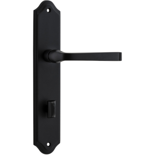Door Lever Annecy Shouldered Privacy Matt Black CTC85mm H237xW50xP65mm in Matt Black