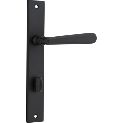 Door Lever Copenhagen Rectangular Privacy Pair Matt Black CTC85mm H240xW38xP61mm in Matt Black
