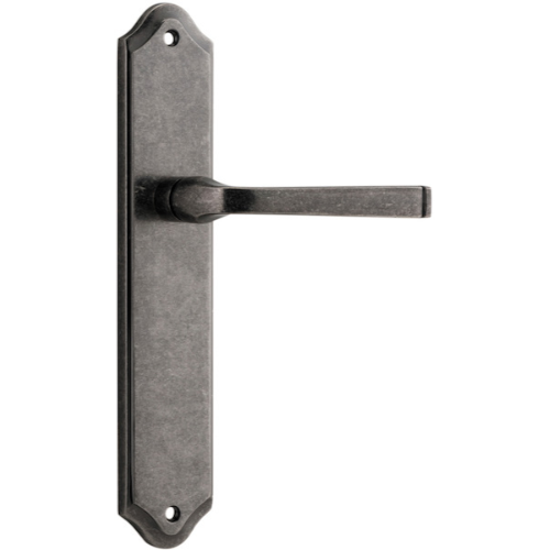 Door Lever Annecy Shouldered Latch Distressed Nickel H237xW50xP65mm in Distressed Nickel
