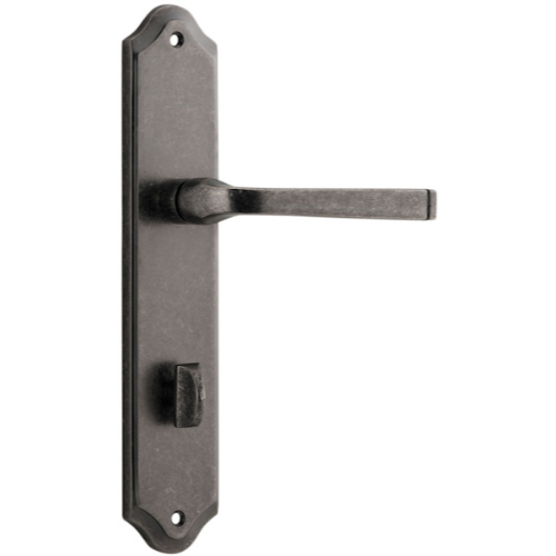 Door Lever Annecy Shouldered Privacy Distressed Nickel CTC85mm H237xW50xP65mm in Distressed Nickel