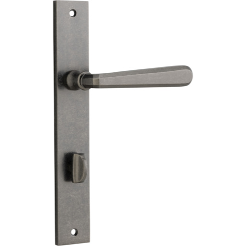Door Lever Copenhagen Rectangular Privacy Pair Distressed Nickel CTC85mm H240xW38xP61mm in Distressed Nickel