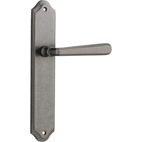 Door Lever Copenhagen Shouldered Latch Pair Distressed Nickel H250xW48xP61mm in Distressed Nickel