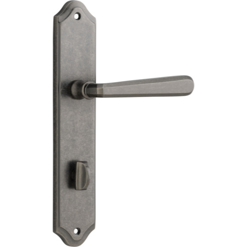 Door Lever Copenhagen Shouldered Privacy Pair Distressed Nickel CTC85mm H250xW48xP61mm in Distressed Nickel