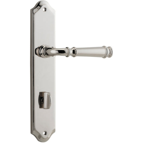 Door Lever Verona Shouldered Privacy Polished Nickel CTC85mm H237xW50xP59mm in Polished Nickel