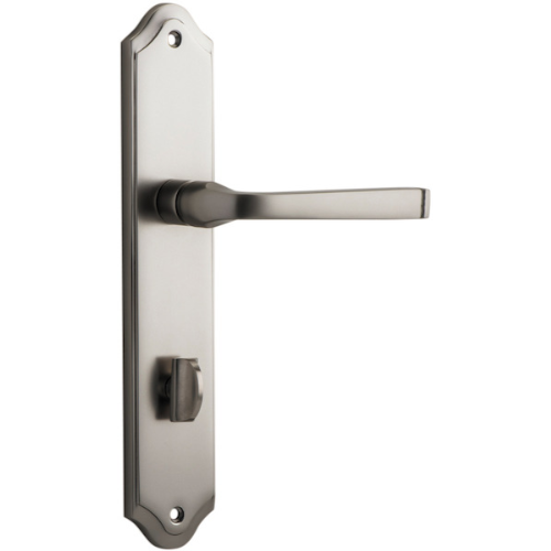 Door Lever Annecy Shouldered Privacy Satin Nickel CTC85mm H237xW50xP65mm in Satin Nickel