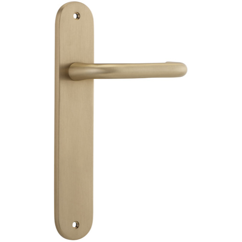 Door Lever Oslo Oval Latch Brushed Brass H230xW40xP57mm in Brushed Brass