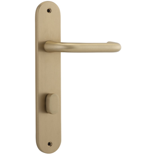 Door Lever Oslo Oval Privacy Brushed Brass CTC85mm H230xW40xP57mm in Brushed Brass