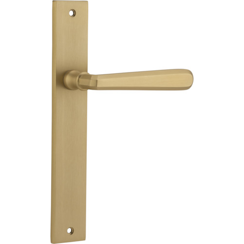 Door Lever Copenhagen Rectangular Latch Pair Brushed Brass H240xW38xP61mm in Brushed Brass