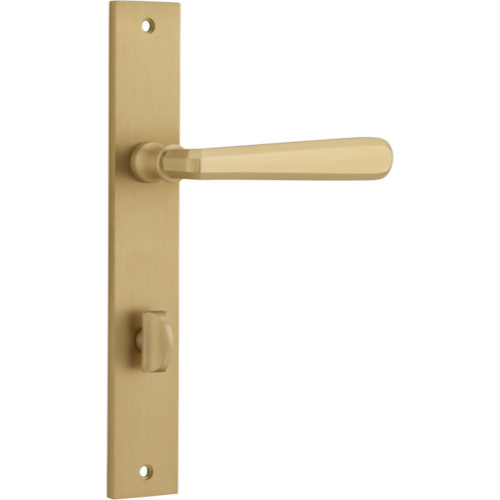 Door Lever Copenhagen Rectangular Privacy Pair Brushed Brass CTC85mm H240xW38xP61mm in Brushed Brass