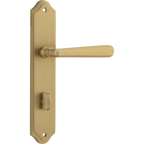 Door Lever Copenhagen Shouldered Privacy Pair Brushed Brass CTC85mm H250xW48xP61mm in Brushed Brass
