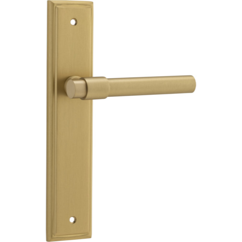 Door Lever Helsinki Stepped Latch Pair Brushed Brass H237xW50xP44mm in Brushed Brass