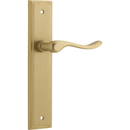 Door Lever Stirling Stepped Latch Pair Brushed Brass H237xW50xP64mm in Brushed Brass