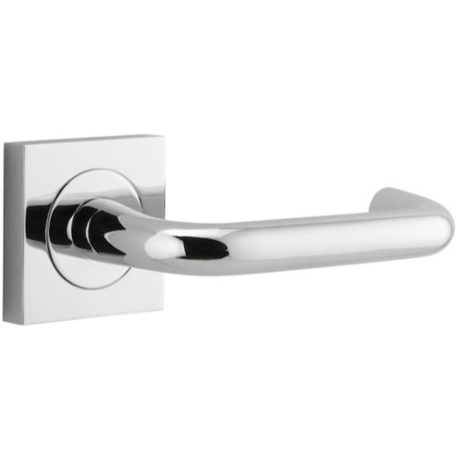 Door Lever Oslo Square Rose Pair Polished Chrome H52xW52xP57mm

(Latch/Lock Sold Separately) in Polished Chrome