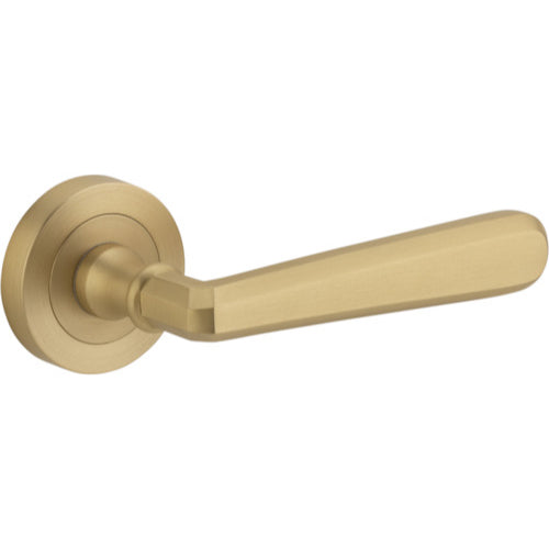 Door Lever Copenhagen Round Rose Brushed Brass D52xP61mm

(Latch/Lock Sold Separately) in Brushed Brass