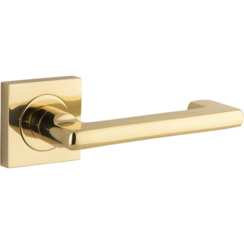 Door Lever Baltimore Return Square Rose Polished Brass H52xW52xP58mm

(Latch/Lock Sold Separately) in Polished Brass