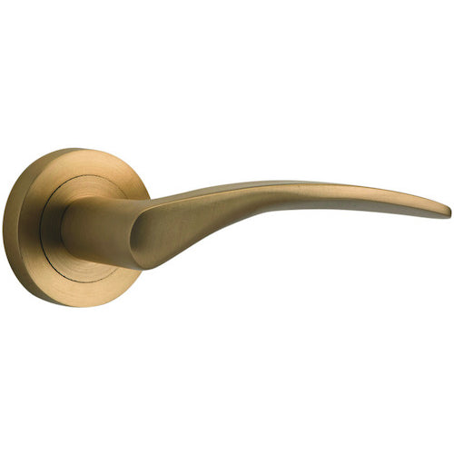 Door Lever Oxford Round Rose Pair Brushed Brass D52xP64mm 

(Latch/Lock Sold Separately) in Brushed Brass