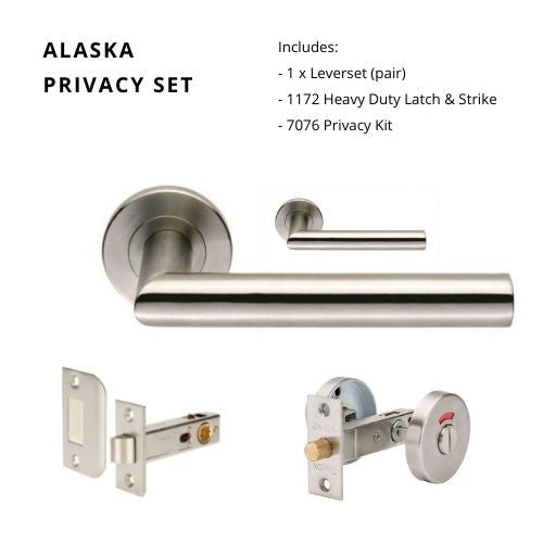 316SS Alaska Rose Privacy Set, Includes 1172 Latch & 7076 Privacy Kit in Satin Stainless