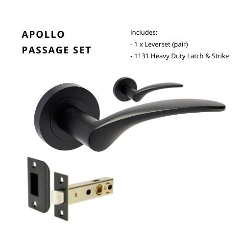 Apollo Passage Set, Includes 1131 Latch in Black