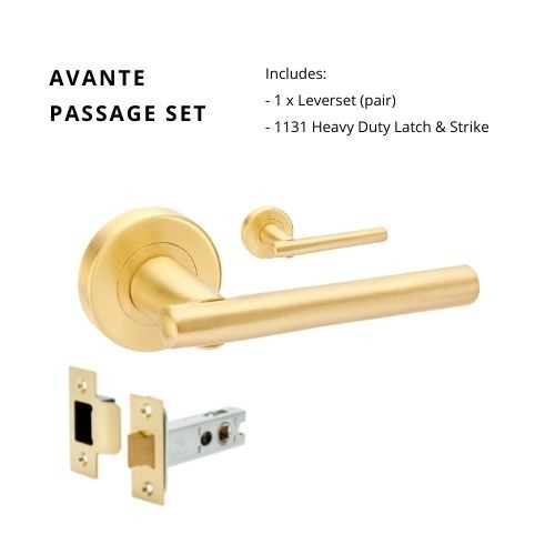 Avante Passage Set, includes 1172 latch in Satin Brass