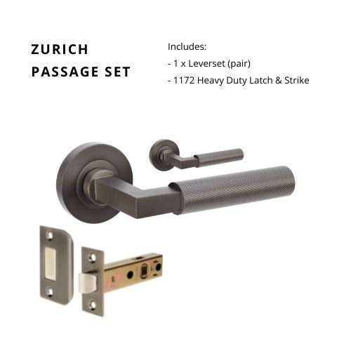 Zurich Passage Set, Includes 1172 Latch in Graphite Nickel