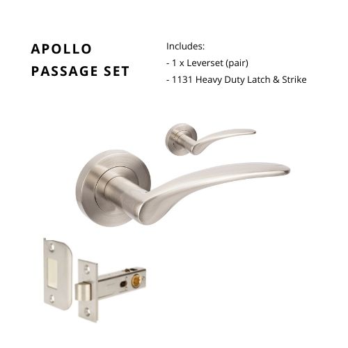 Apollo Passage Set, Includes 1131 Latch in Brushed Nickel