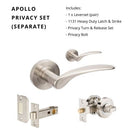 Apollo Privacy Set, Includes 1131 & 7032 Privacy Kit in Brushed Nickel