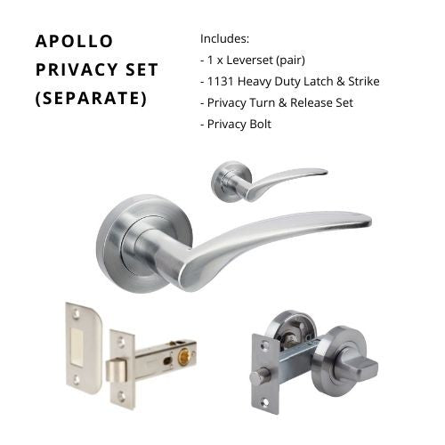 Apollo Privacy Set, includes 1131 Latch & 7032 Privacy Kit in Satin Chrome