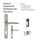 Apollo Longplate Entrance Set, Includes 7045E85, 1143 & 1147 (70mm Key/Key) in Satin Chrome