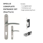 Apollo Longplate Entrance Set - includes 7045E85, 1143 & 1148 (70mm Key/Turn) in Brushed Nickel