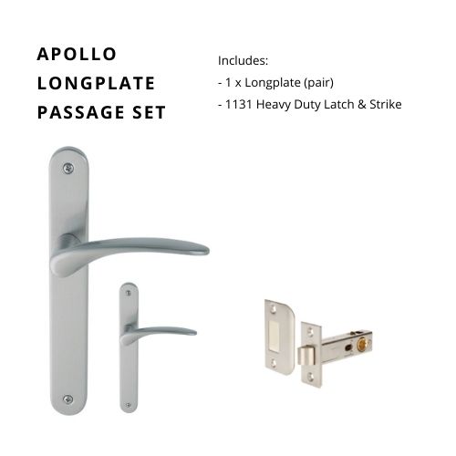 Apollo Longplate Passage Set, Includes 1131 Latch in Satin Chrome