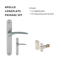 Apollo Longplate Passage Set, Includes 1131 Latch in Satin Chrome