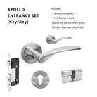 Apollo Rose Entrance Set, Includes 7015, 1143, 7020 & 1121 (60mm Key/Key) in Satin Chrome
