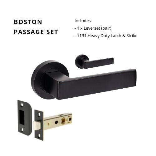 Boston Passage Set, Includes Latch in Black