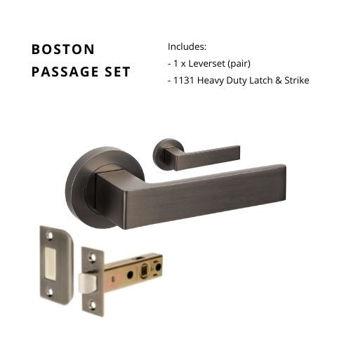 Boston Passage Set, Includes Latch in Graphite Nickel
