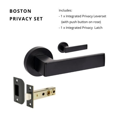 Boston Privacy Set, Includes Privacy Latch in Black