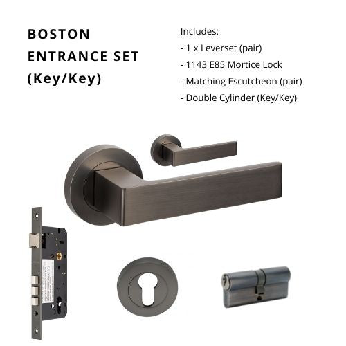 Boston Entrance Set - Includes 10080, 1143, 9035 & 1147 (70mm Key/Key) in Graphite Nickel