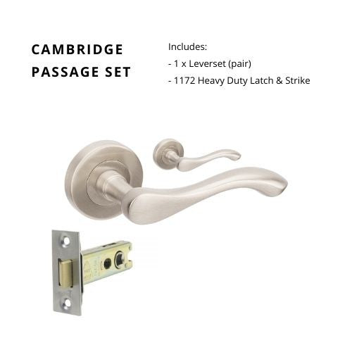 Cambridge Passage Set, includes 1172 latch in Brushed Nickel