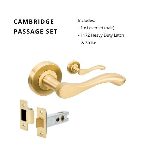 Cambridge Passage Set, includes 1172 latch in Satin Brass