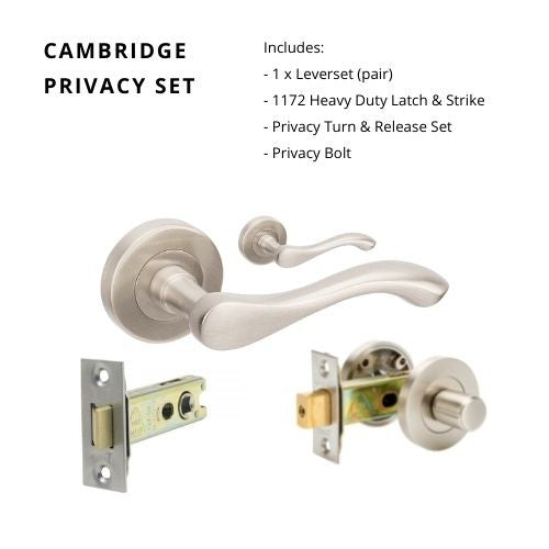 Cambridge Privacy Set, Includes 1172 & 9343 Privacy Kit in Brushed Nickel