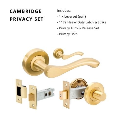 Cambridge Privacy Set, Includes 1172 & 9343 Privacy Kit in Satin Brass