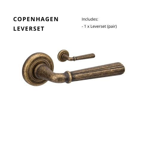 Copenhagen Lever Set in Rustic Brass