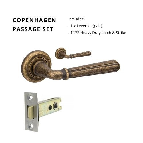 Copenhagen Passage Set, Rustic Brass in Rustic Brass