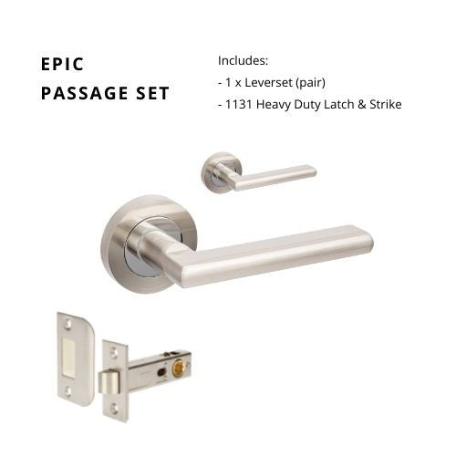 Epic Passage Set, Includes 1131 Latch in Brushed Nickel / Chrome Plated